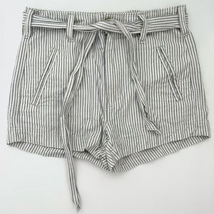 american eagle high rise striped tie waist shorts